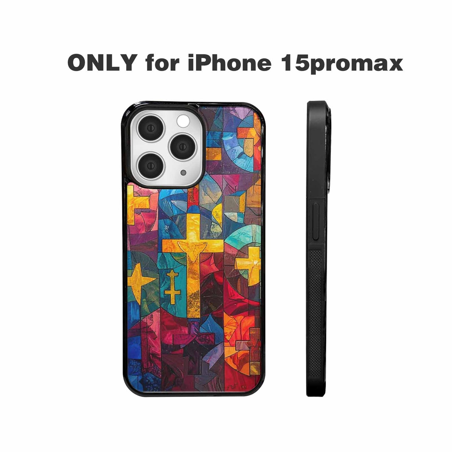 iPhone 15 Pro Max Case — Faith Cross And Faith Icons Pattern, Customized Protective Case