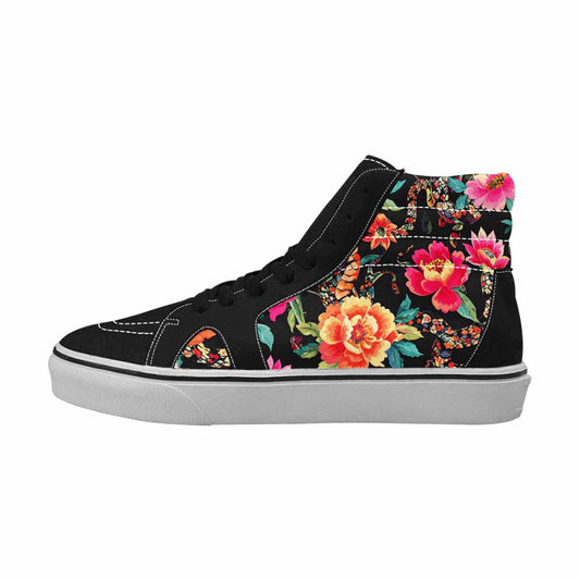 MEN'S Floral Snake Print High Top Canvas Wallpaper Art Custom Sneakers