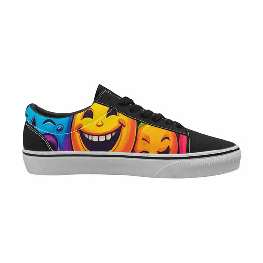 MEN'S Yellow Smiley Face Canvas Lace-Up Cottagecore Custom Shoes