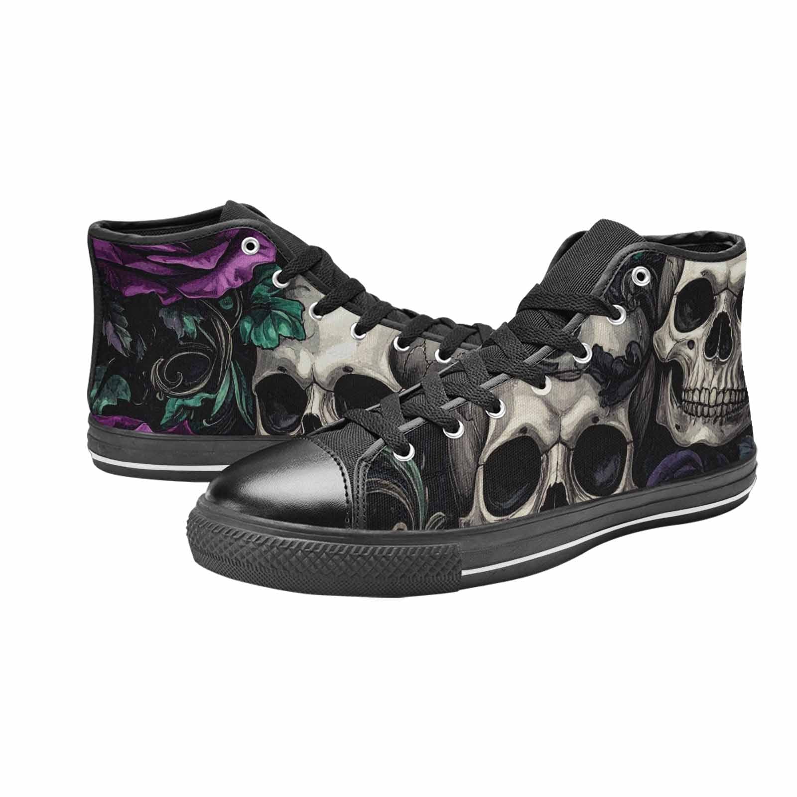 MEN'S Skulls Roses Gothic Filigree High Top Canvas Cottagecore Sneakers