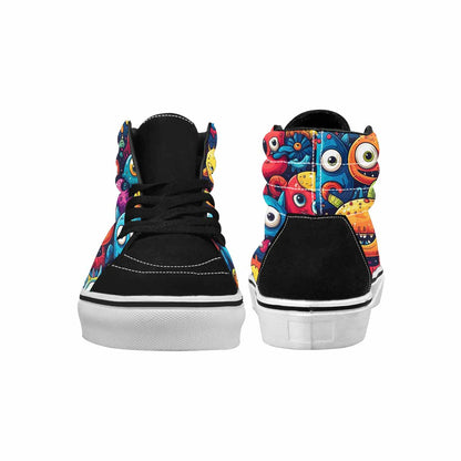 WOMEN'S Cartoon Monster Character High Top Canvas Wallpaper Art Custom Shoes