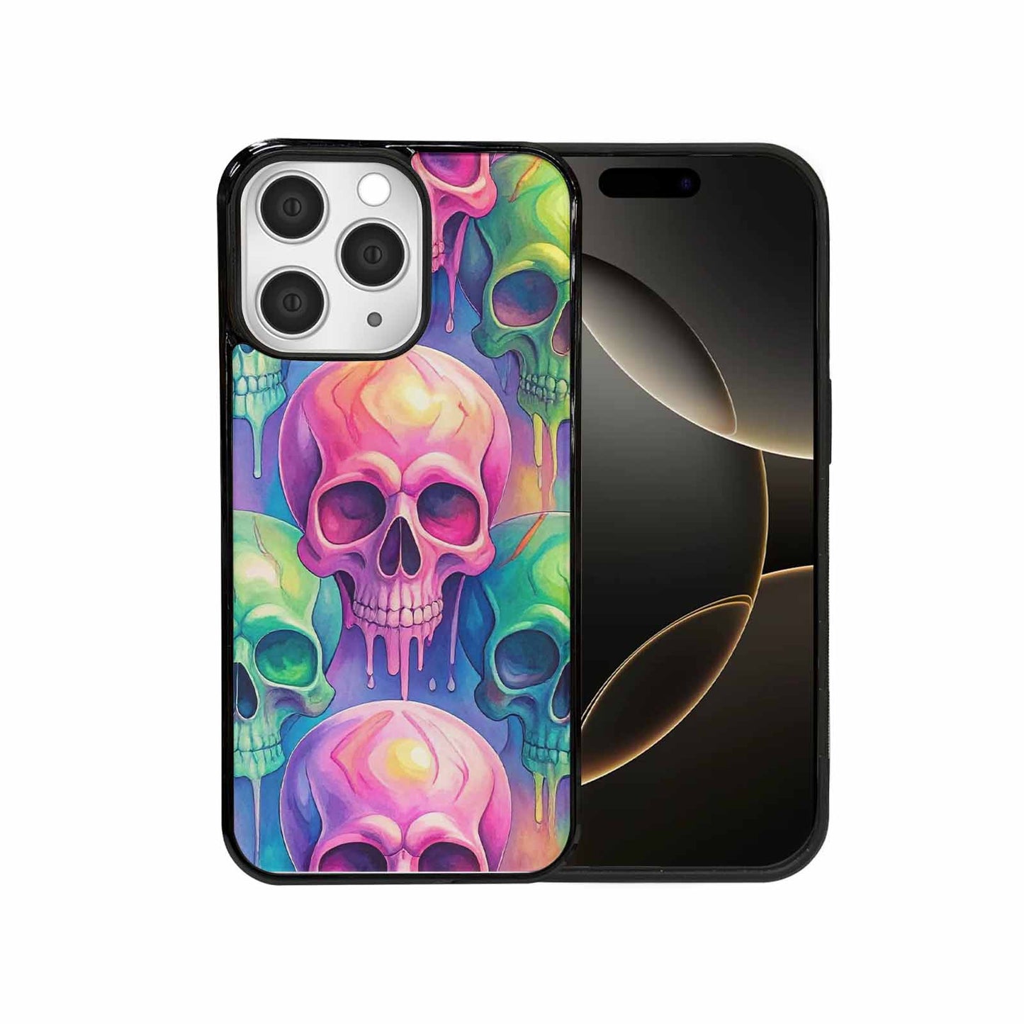 iPhone 15 Pro Max Case — Candy Color Dripping Skulls Custom, Custom Made Phone Cover