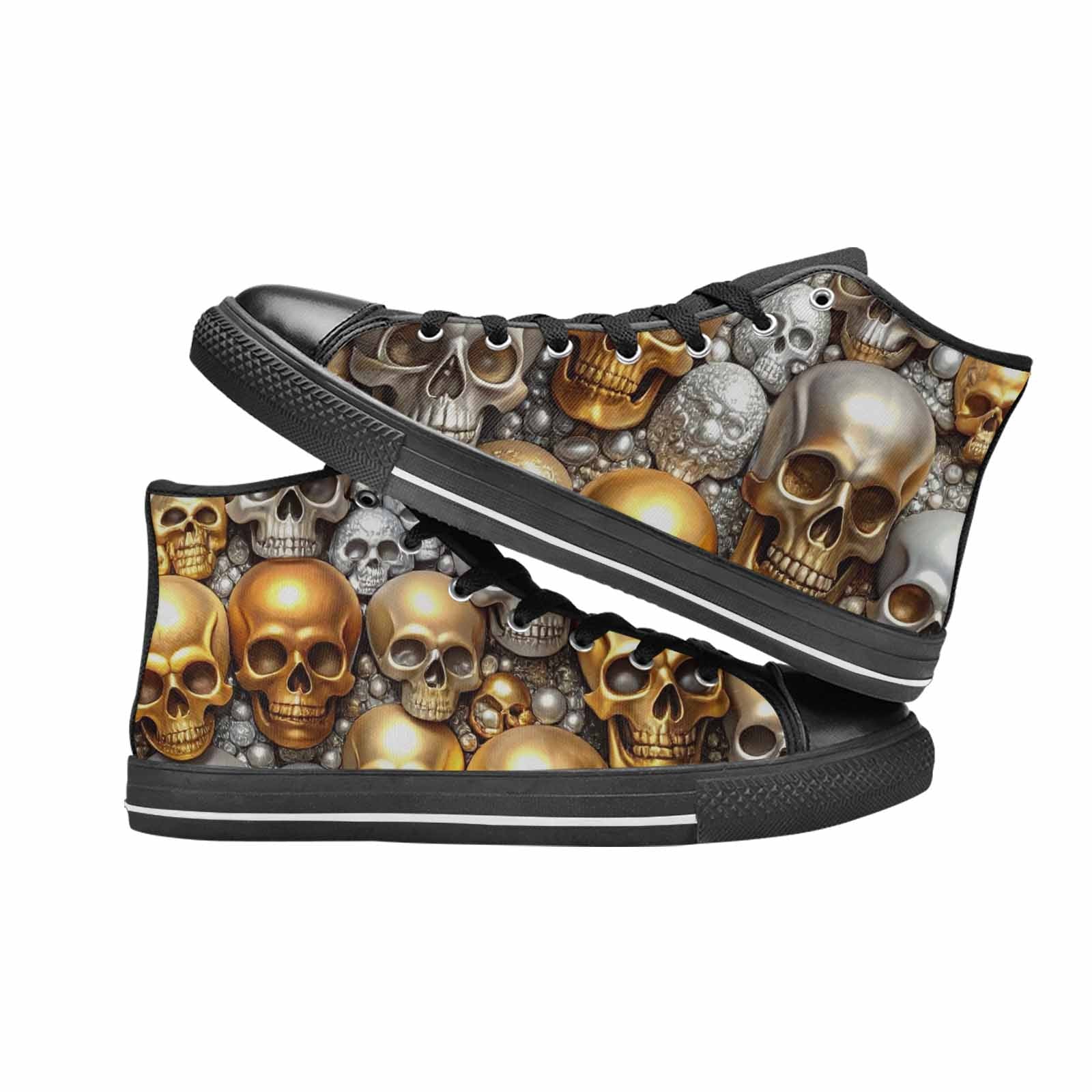 MEN'S Skulls - Metallic-Chrome- High Top Canvas Dreamcore Sneakers