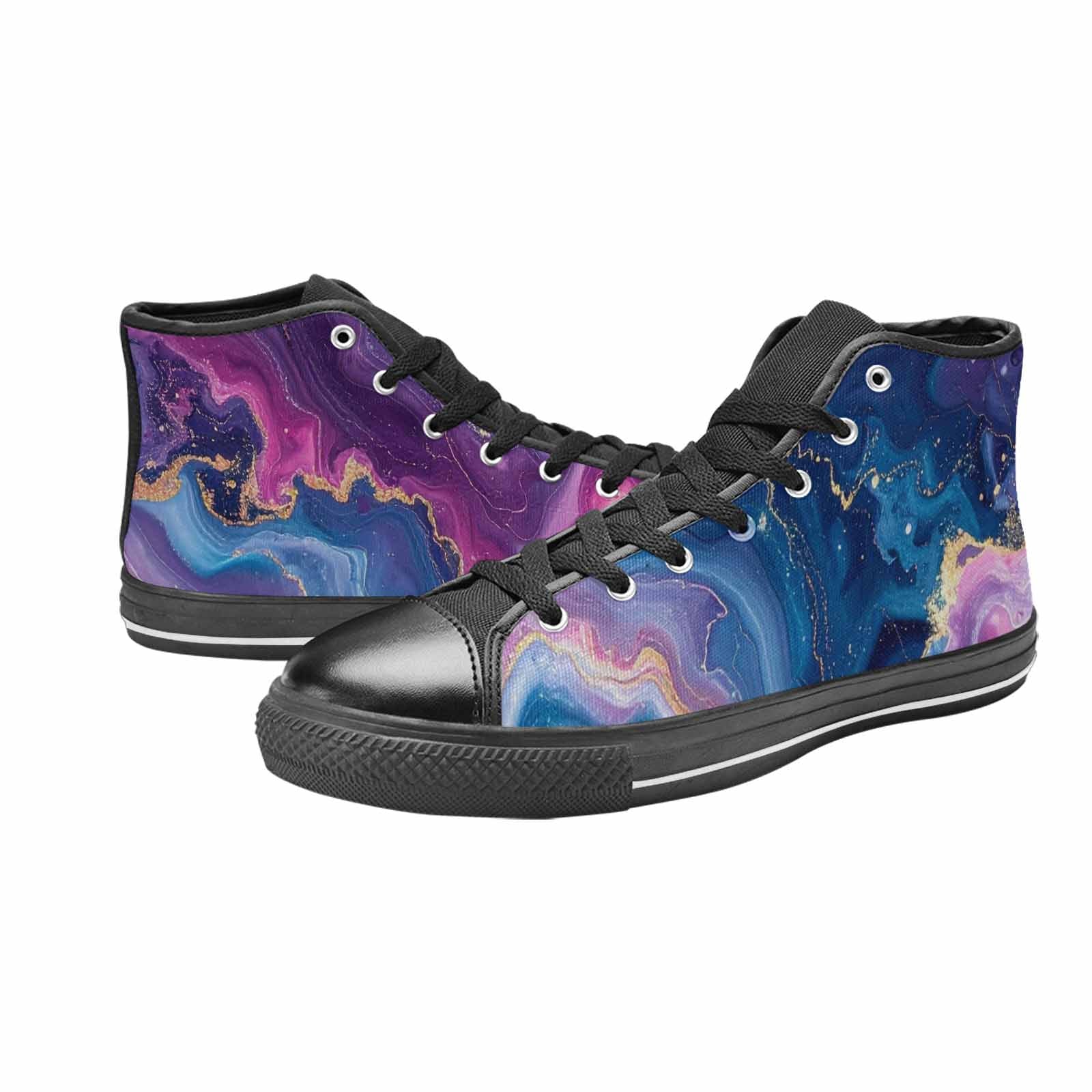 WOMEN'S Marble Galaxy High Top Canvas Grunge Custom Sneakers