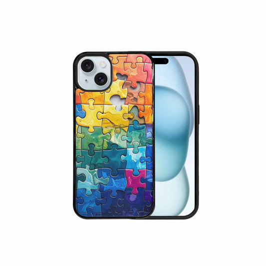 iPhone 15 Plus Case — Autism Puzzle Pieces Puzzle Piece Pattern, Custom Print Case Cover