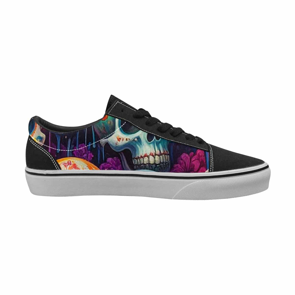 WOMEN'S Sugar Skulls Melting Sugar Lace-Up Canvas Vibrant Chaos Custom Sneakers