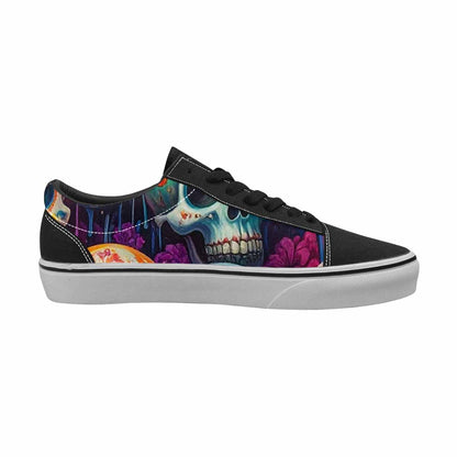 WOMEN'S Sugar Skulls Melting Sugar Lace-Up Canvas Vibrant Chaos Custom Sneakers
