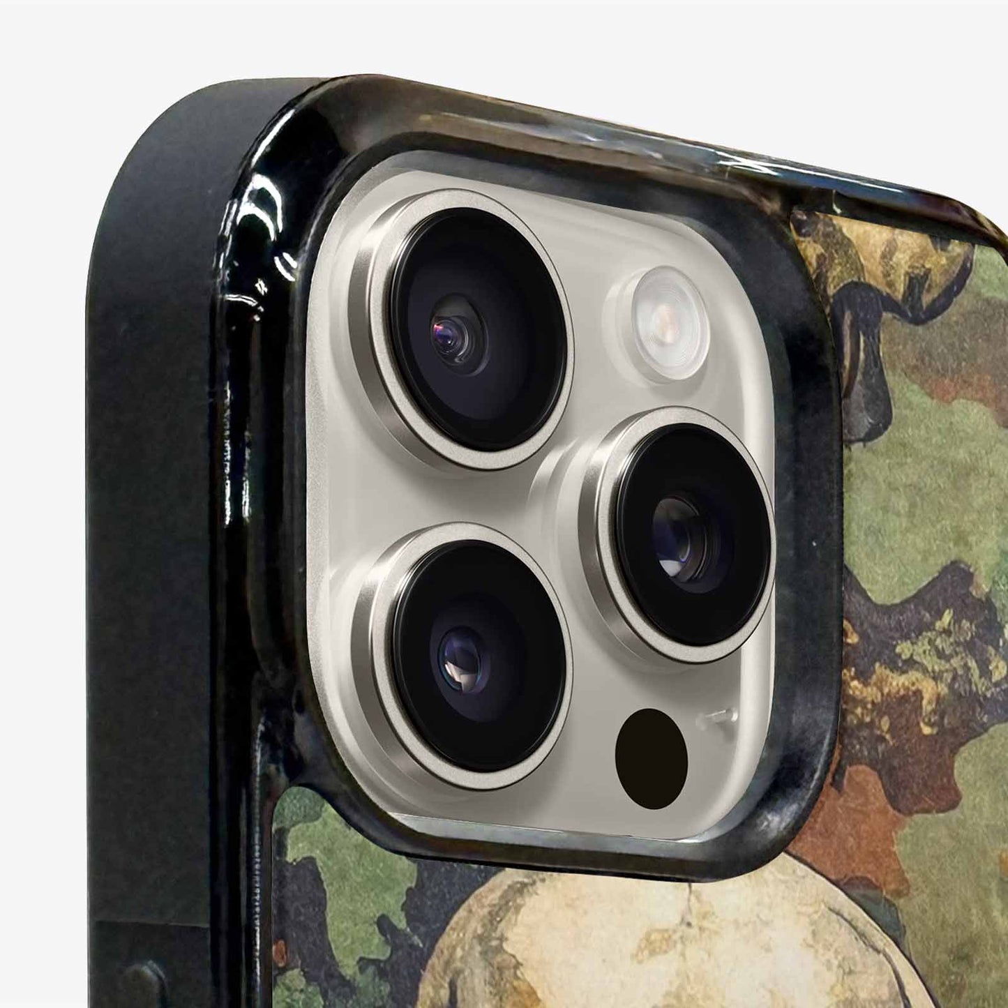 iPhone 16 Pro Case — Military Camo Texture Combined With Distressed, Customized Protective Case