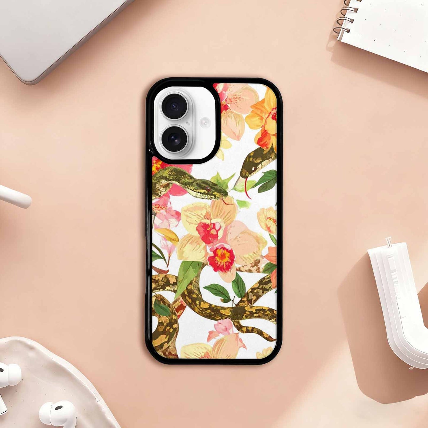 iPhone 17 Case — Snakes Print Floral Seamless Floral, Custom Art Phone Cover
