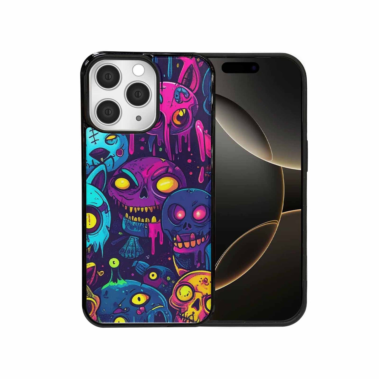 iPhone 15 Pro Max Case — Mixed Toxic Glow Creature Pattern Hundreds, Custom Art Phone Cover