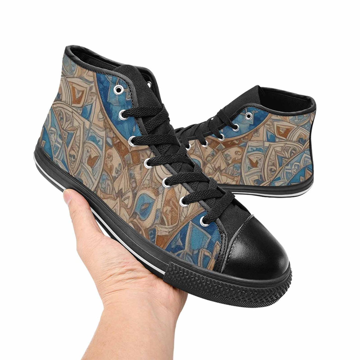 MEN'S Mandala High Top Canvas Neon Fantasy Custom Sneakers