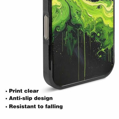 iPhone 15 Pro Max Case — Melting Galaxy Acid Green, Custom Art Phone Cover