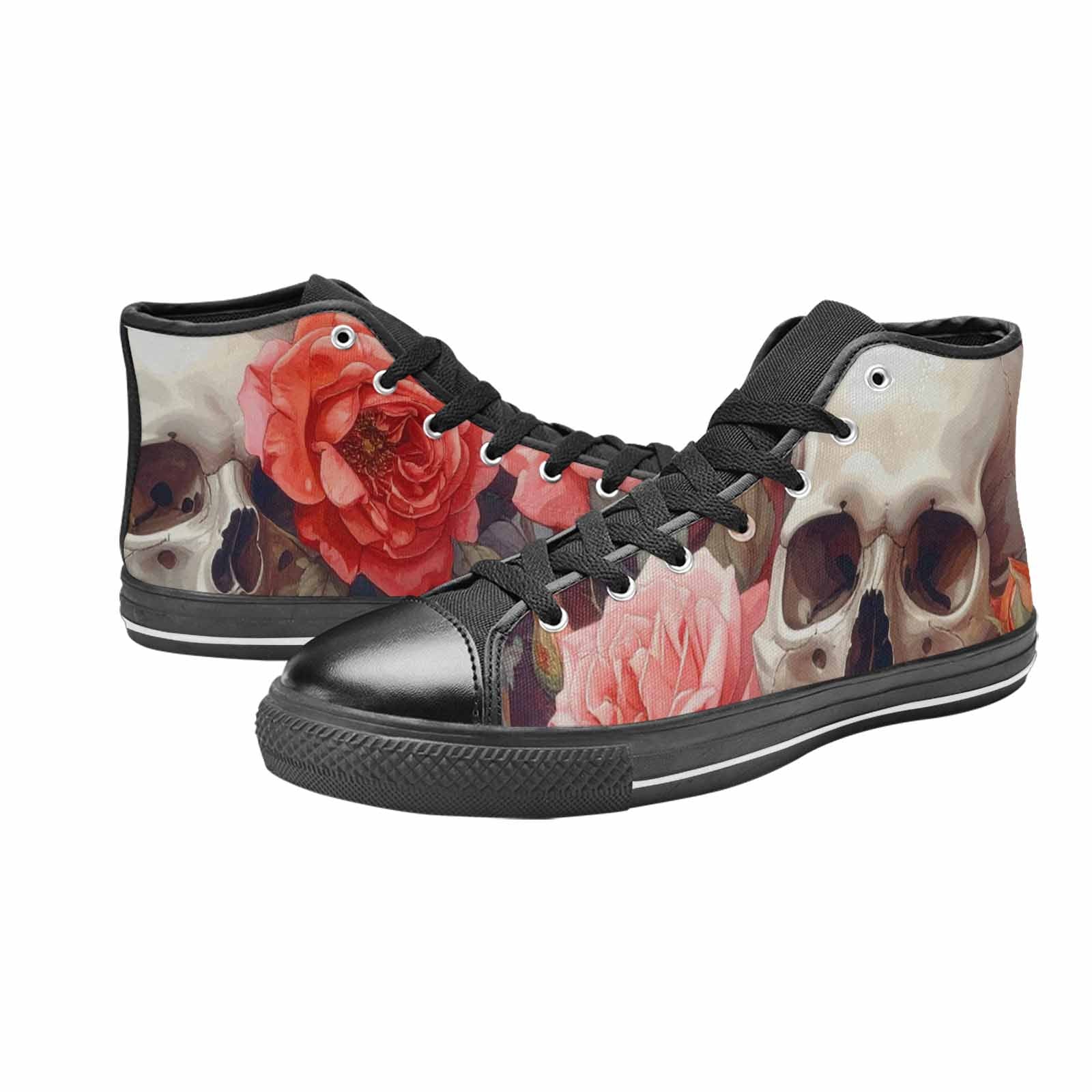 WOMEN'S Skulls Roses Soft Airbrush High Top Canvas Y2K Custom Shoes