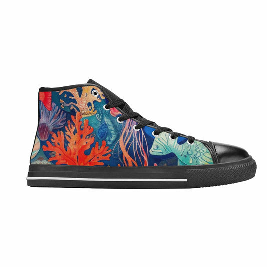MEN'S Fish Scale Coral High Top Canvas Wallpaper Art Custom Sneakers