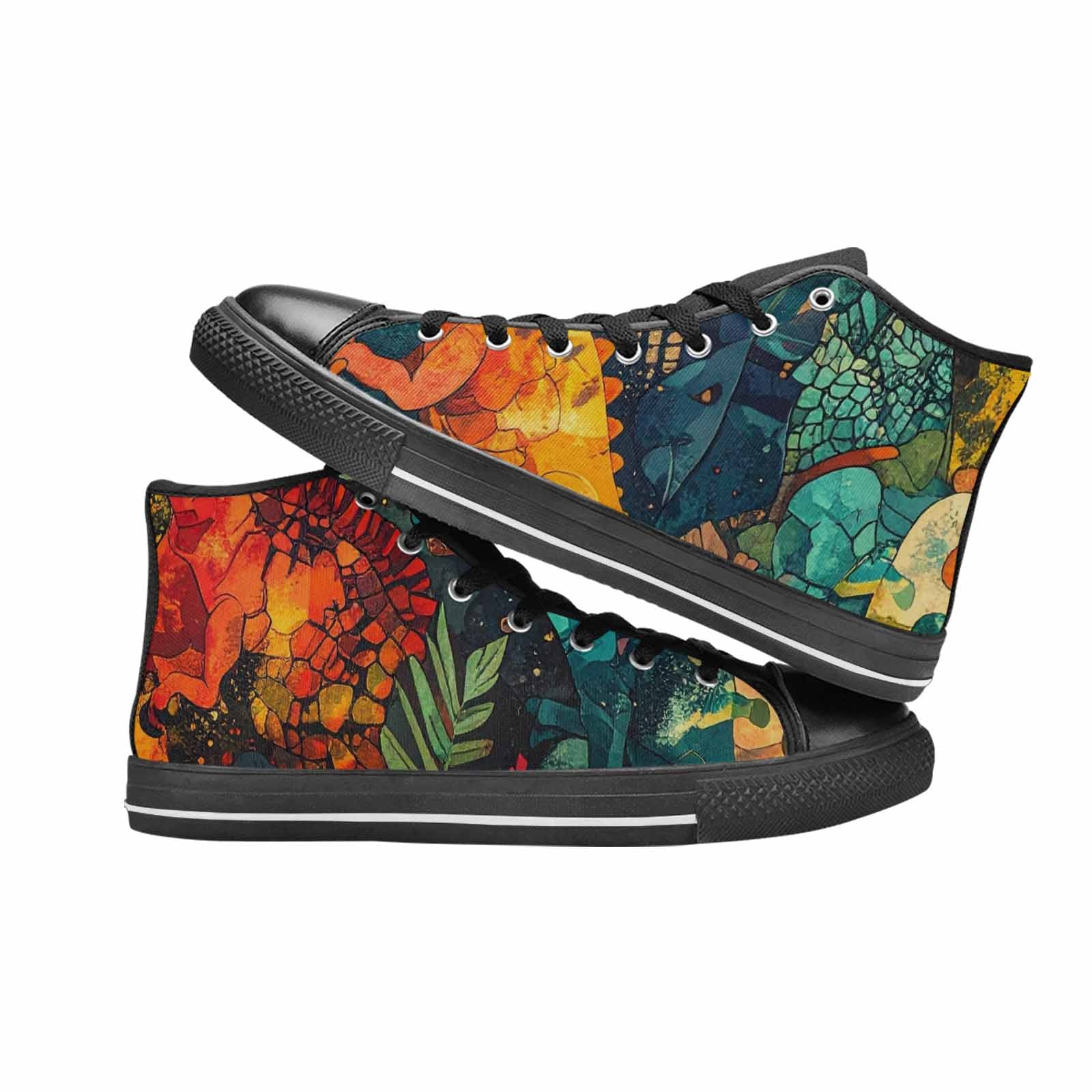 WOMEN'S Dinosaur Silhouette High Top Canvas Y2K Custom Sneakers