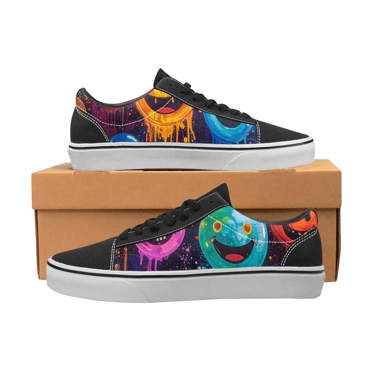 WOMEN'S Smiley Faces × Glow Lace-Up Canvas Grunge Shoes