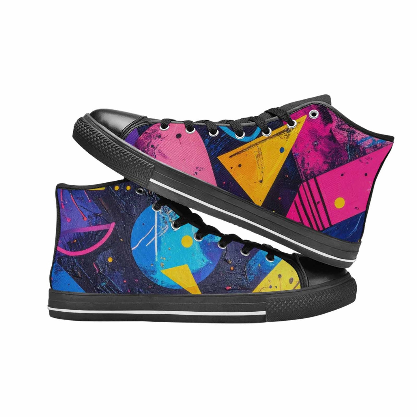 MEN'S Memphis Squiggles Triangles Dots High Top Canvas Dreamcore Shoes