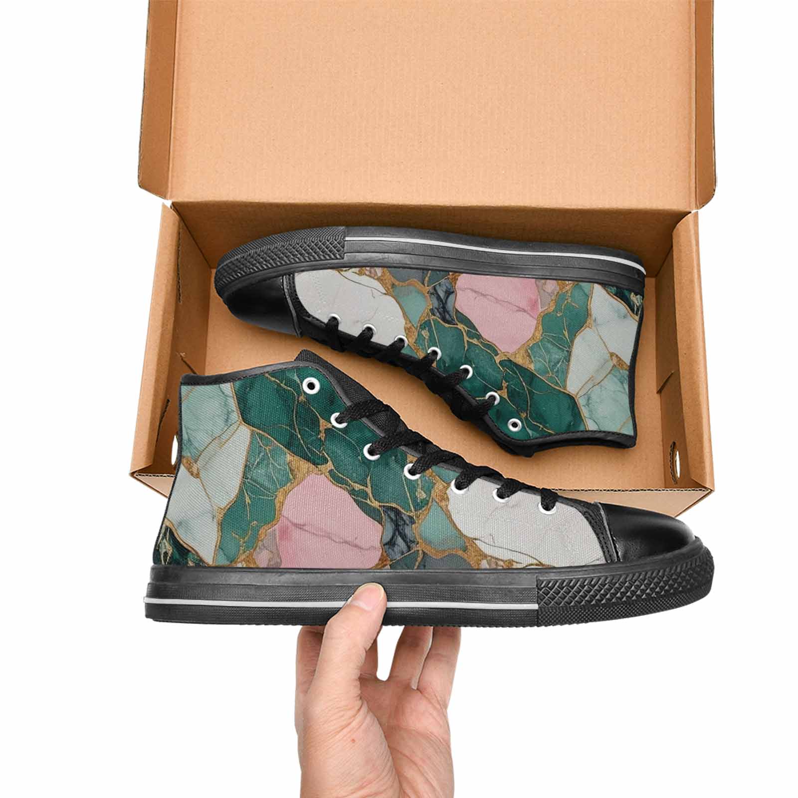 MEN'S Marble Stone Texture High Top Canvas Aesthetic Custom Sneakers