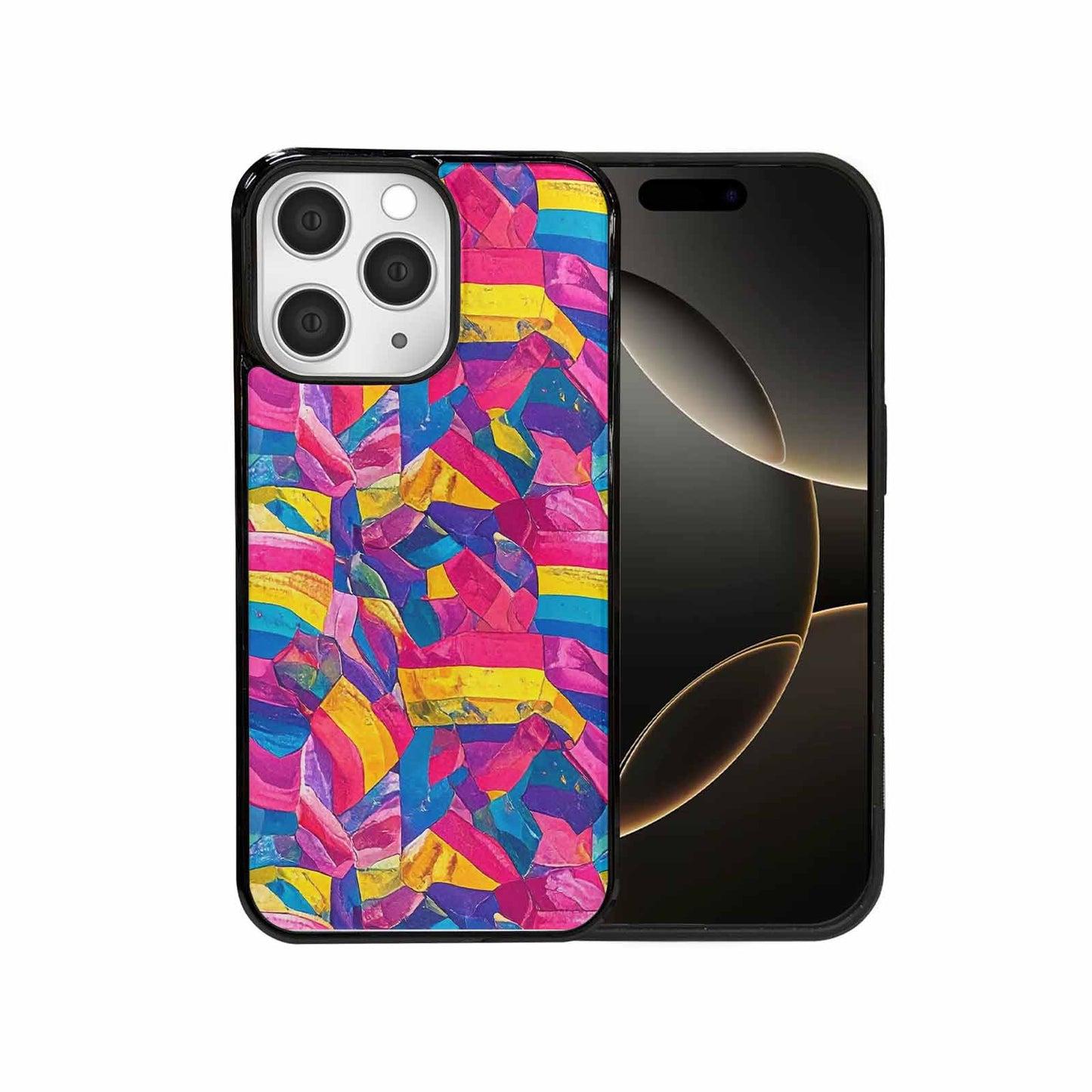 iPhone 15 Pro Max Case — Pansexual Flag Color Theme Small Rainbow, Custom Phone Case