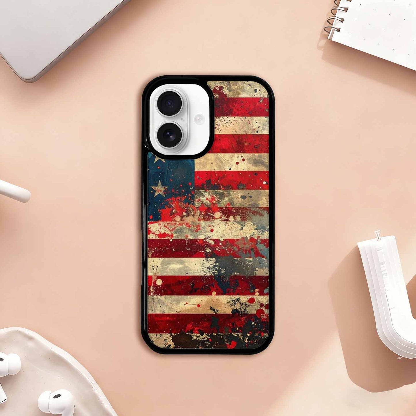 iPhone 17 Case — Small American Flag Stars Galaxy Space, Custom Phone Case
