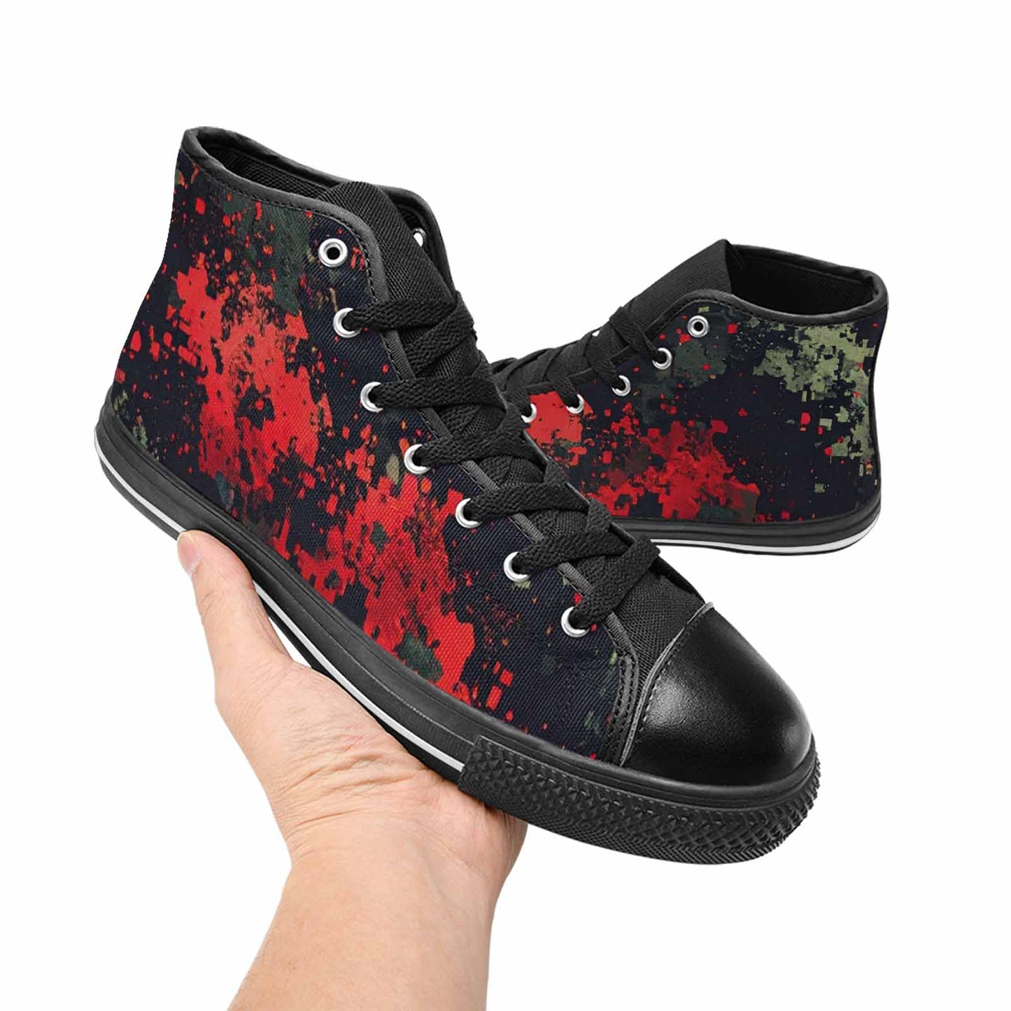 WOMEN'S Military Camouflage Blotch High Top Canvas Cottagecore Custom Shoes