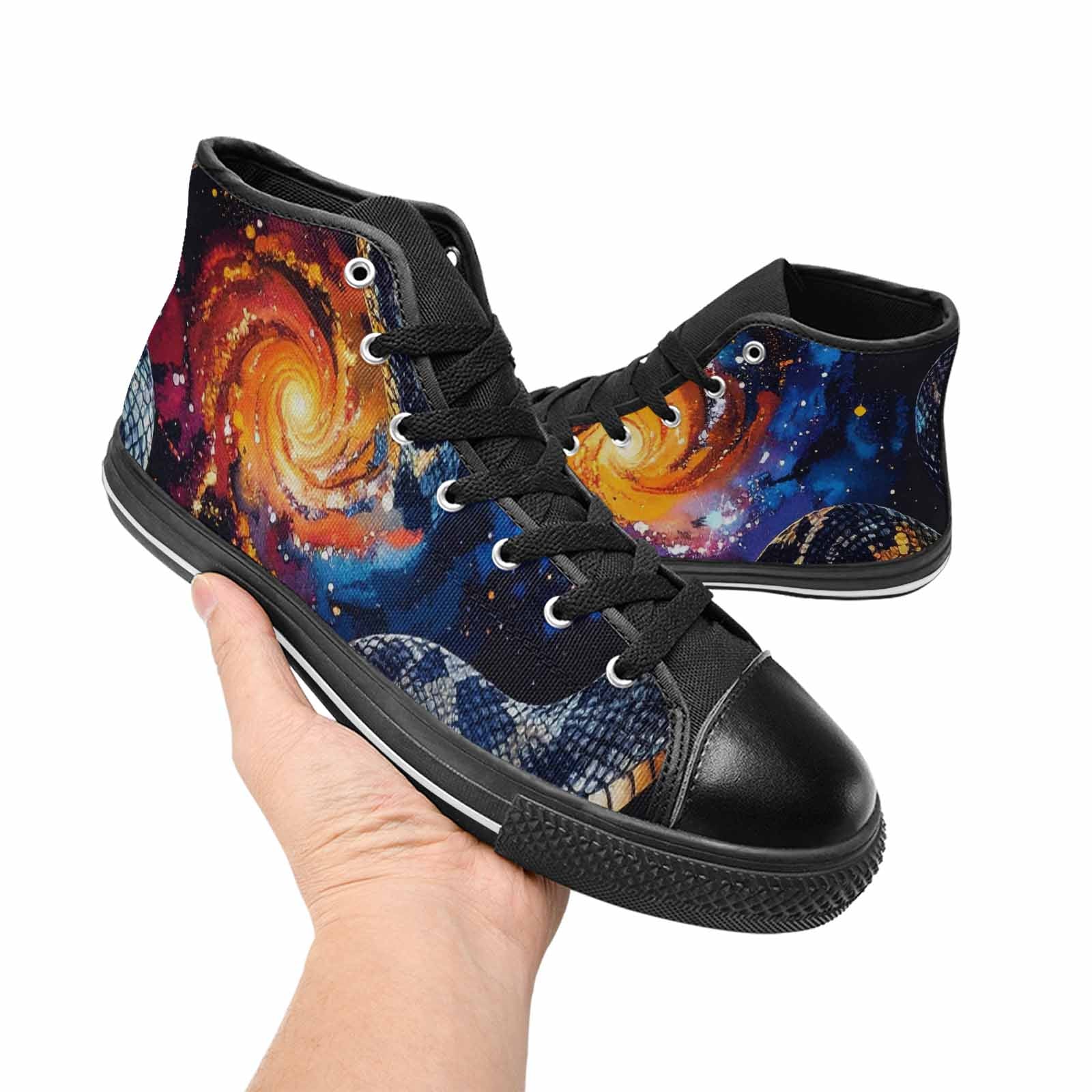 MEN'S Galaxy Snake Print High Top Canvas Dark Academia Custom Sneakers