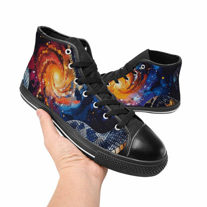 MEN'S Galaxy Snake Print High Top Canvas Dark Academia Custom Sneakers