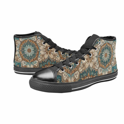 WOMEN'S Mandala High Top Canvas Wallpaper Art Sneakers
