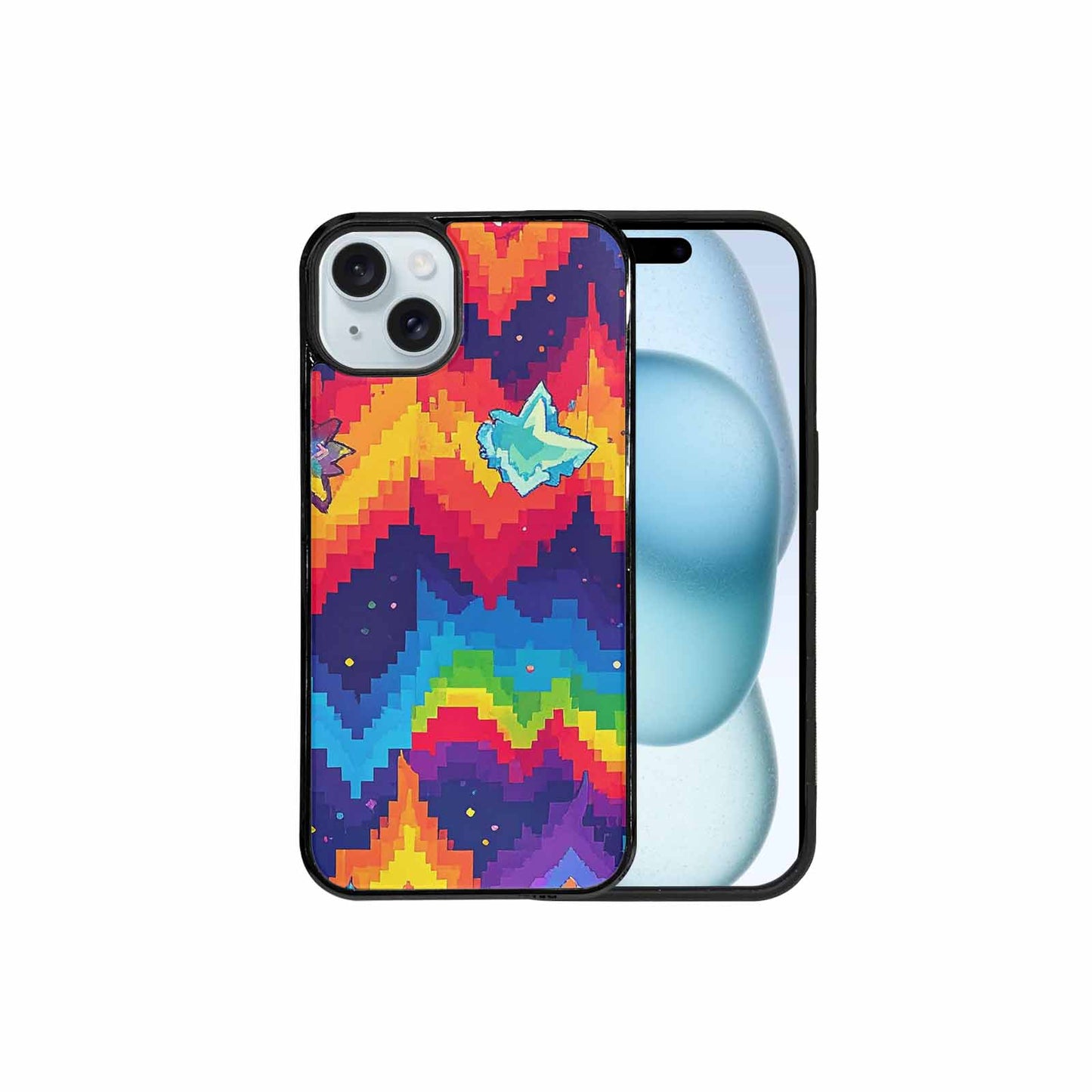 iPhone 15 Plus Case — Pixel Art 8 Bit Burst Pattern, Original Design Phone Case