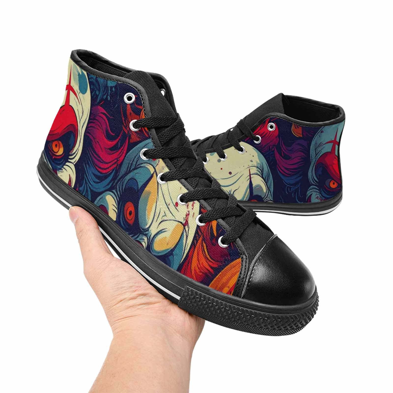 WOMEN'S Evil Clown Cartoon High Top Canvas Dreamcore Custom Shoes