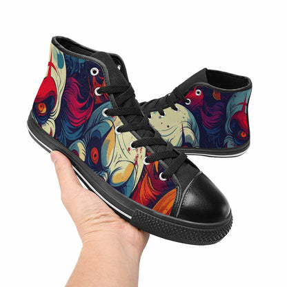WOMEN'S Evil Clown Cartoon High Top Canvas Dreamcore Custom Shoes