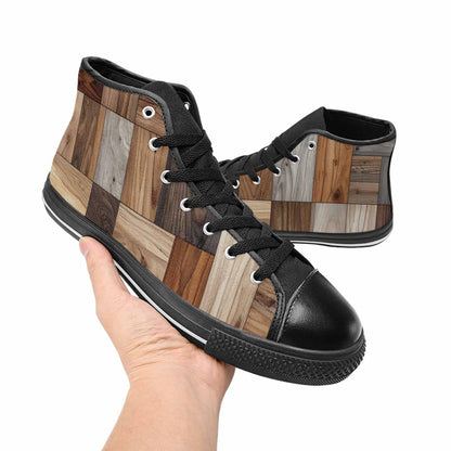 WOMEN'S Wood Grain Texture High Top Canvas Vivid Custom Shoes