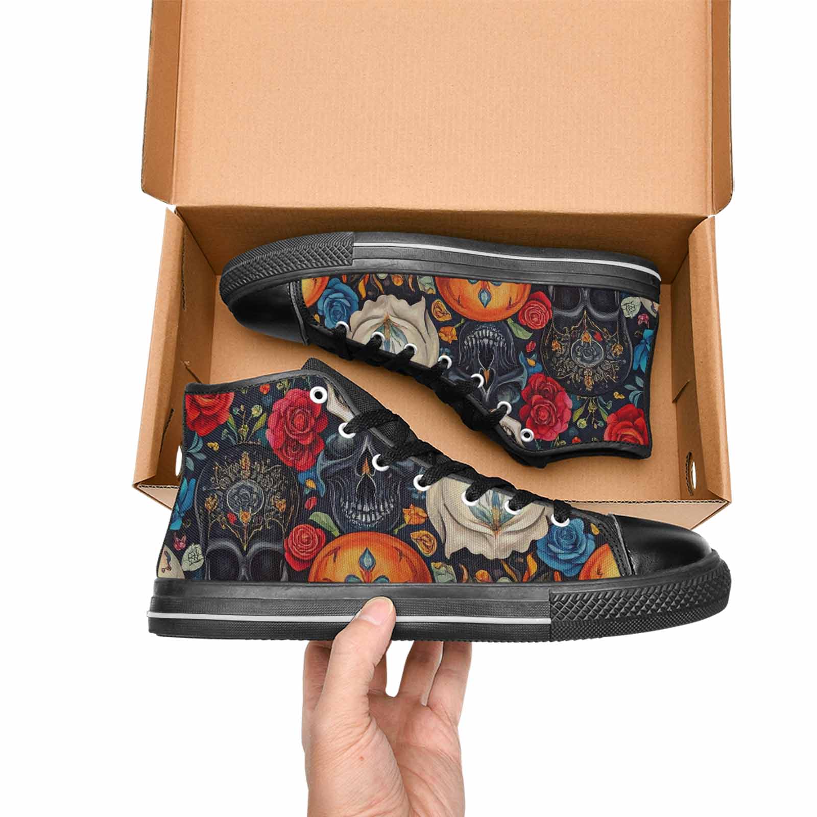 MEN'S Skull High Top Canvas Neon Fantasy Shoes