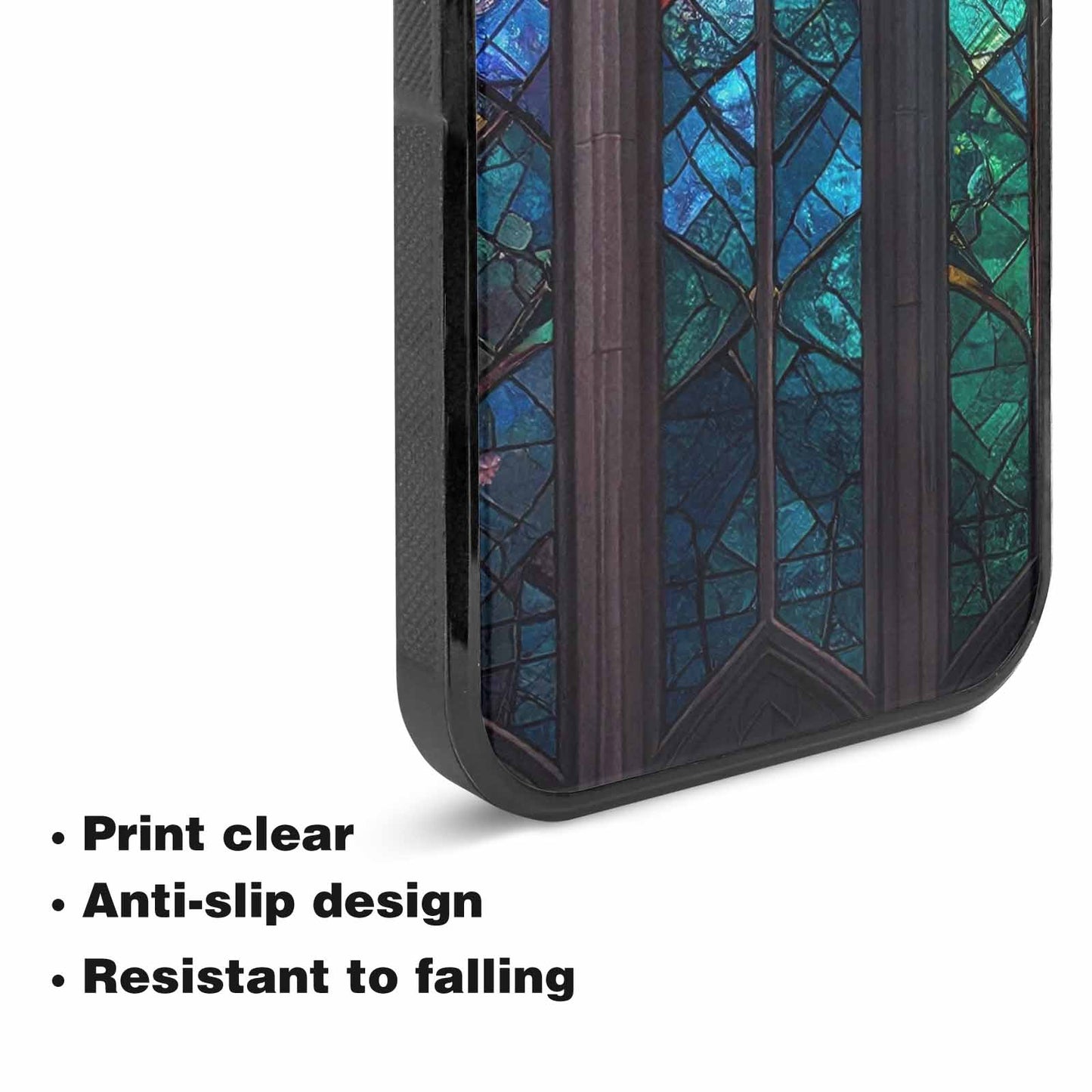iPhone 15 Plus Case — Stained Glass Cathedral, Custom Printed Phone Case