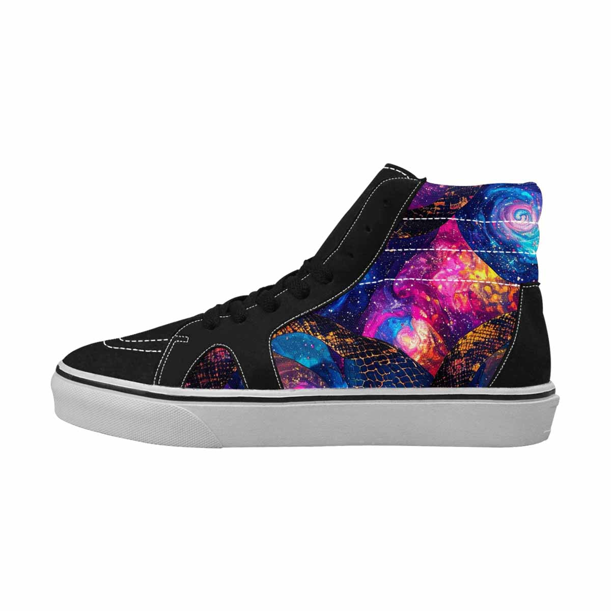 WOMEN'S Galaxy Snake Print High Top Canvas Dark Academia Custom Shoes