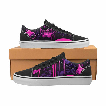 WOMEN'S Pink + Purple Skeletons Lace-Up Canvas Cottagecore Custom Sneakers