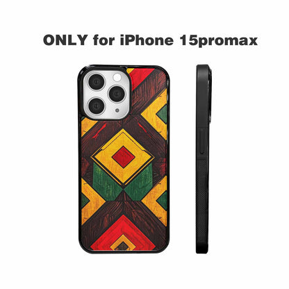 iPhone 15 Pro Max Case — African Kente Cloth Inspired Pattern Geometric, Custom Art Phone Cover