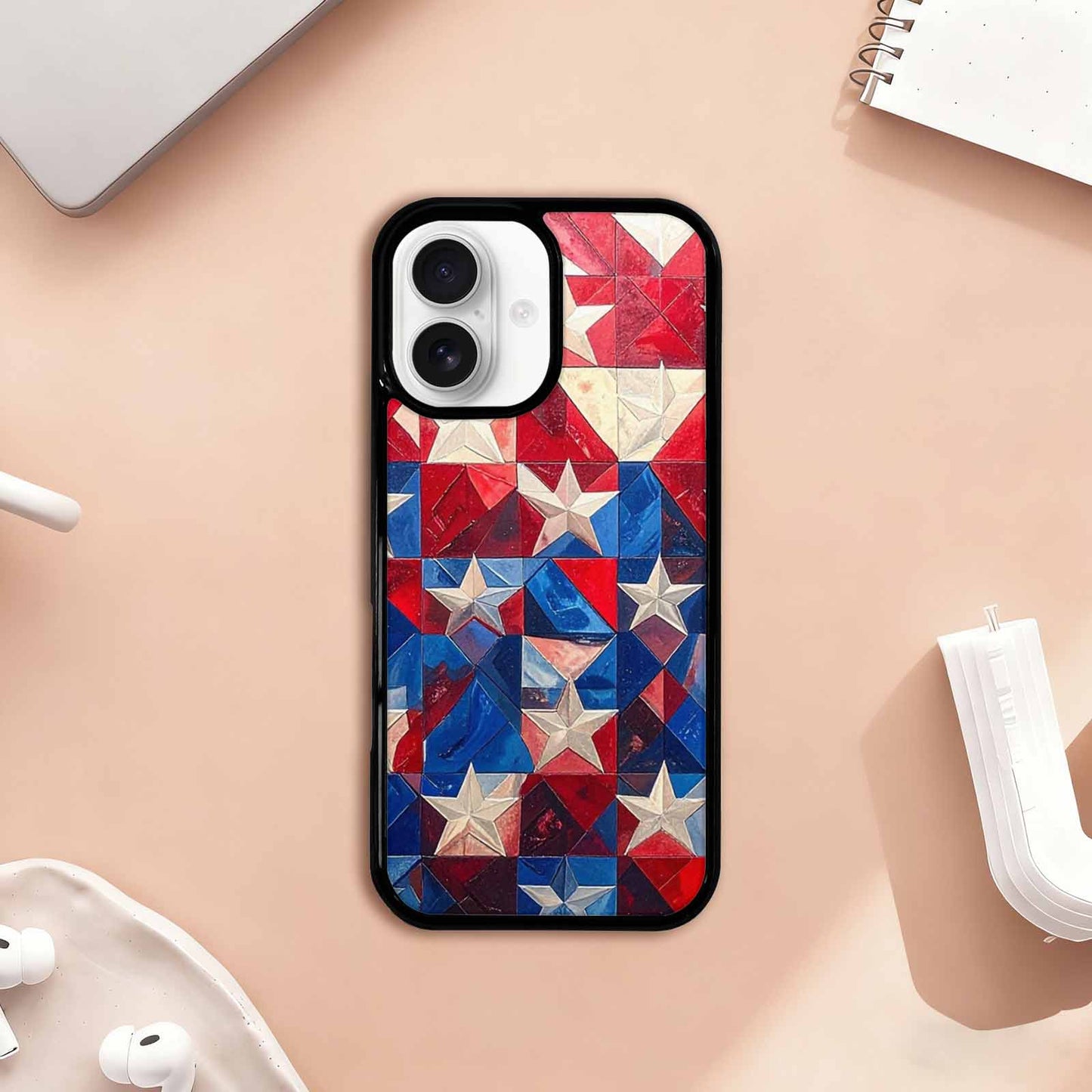 iPhone 17 Case — Small American Flag Stars Galaxy Space, Custom Designed Case Cover