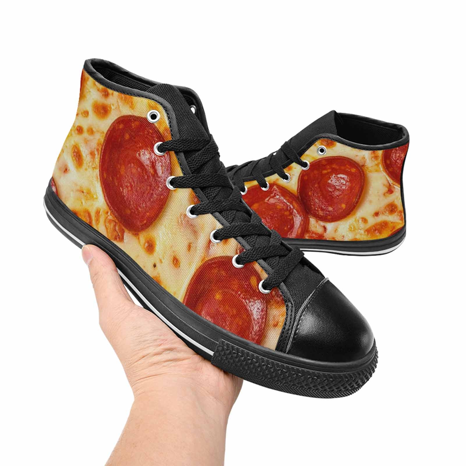 MEN'S Pepperoni Pizza Print High Top Canvas Grunge Sneakers