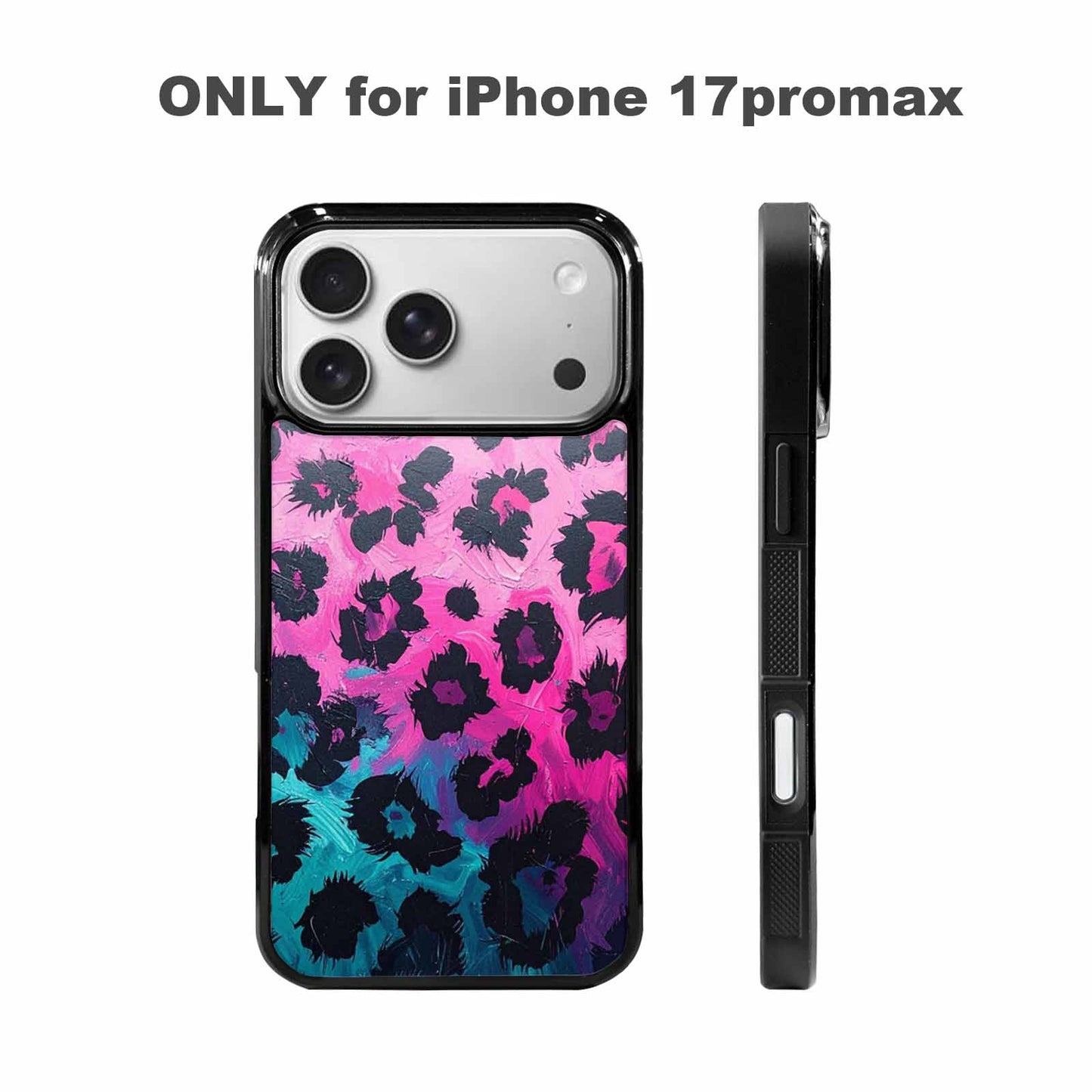 iPhone 17 Pro Max Case — Leopard Neon Pink Teal Airbrush Animal, Personalized Phone Case
