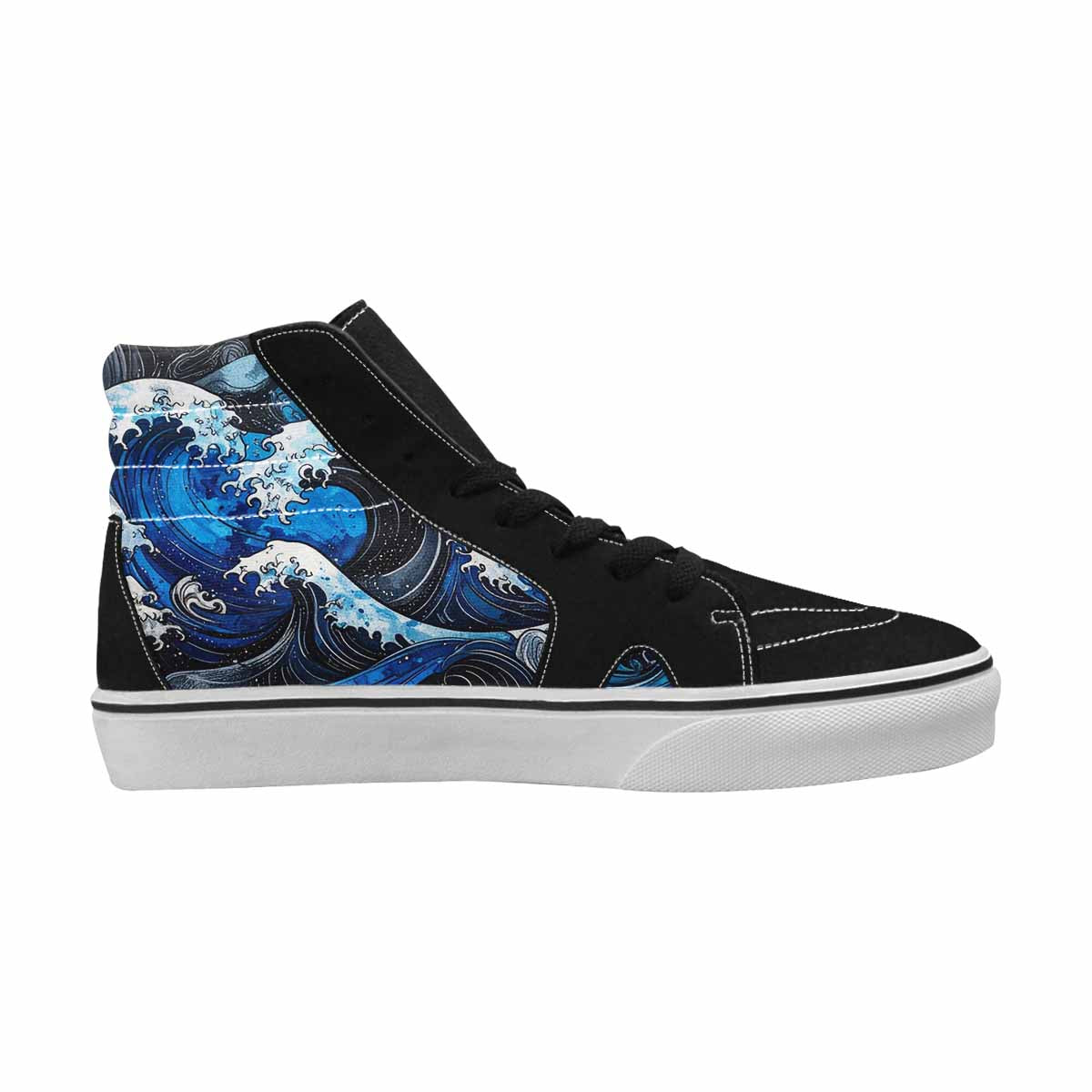 MEN'S Nautical Wave High Top Canvas Aesthetic Custom Shoes
