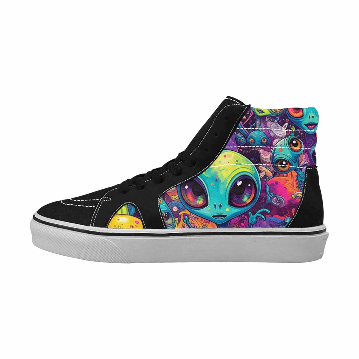 MEN'S Cartoon Alien Characters High Top Canvas Surreal Shoes