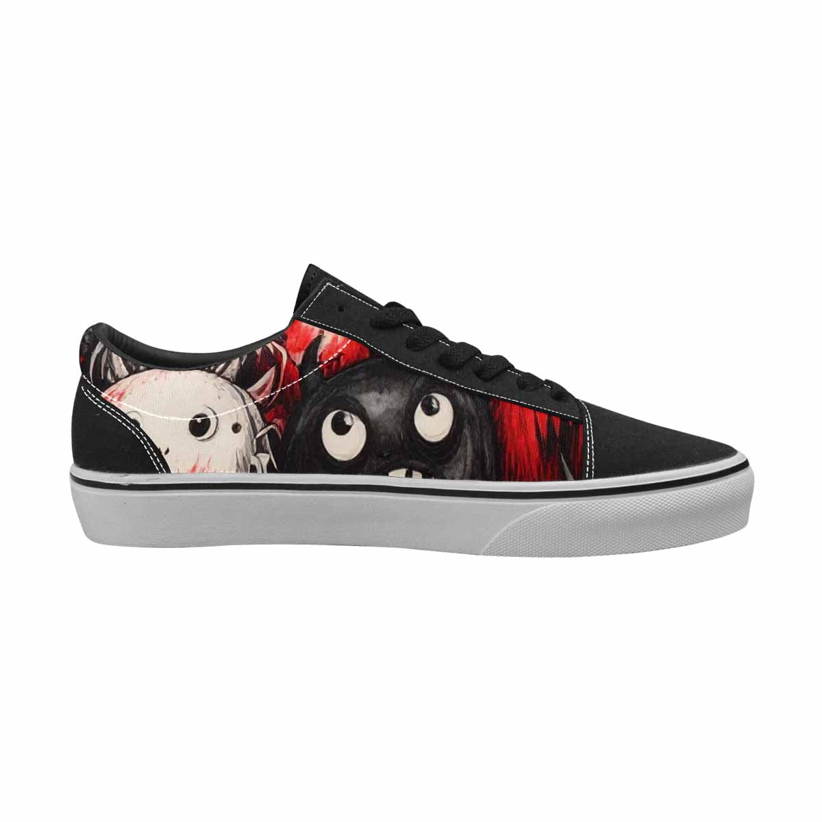 WOMEN'S Monsters Black & Red Ink Canvas Original Design Vibrant Chaos Custom Shoes