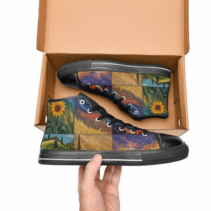 MEN'S Van Gogh-Style Swirl High Top Canvas Dark Academia Custom Shoes