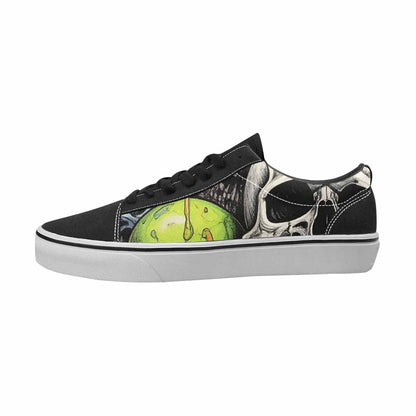 WOMEN'S Skulls Black & Green Ink Canvas Custom Fashion Cottagecore Handmade Custom Shoes