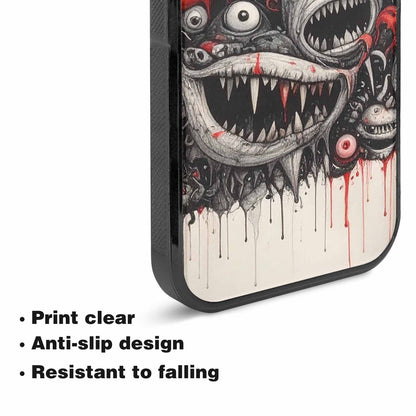 iPhone 15 Plus Case — Multi Eye Monster Black Red Ink, Custom Phone Case