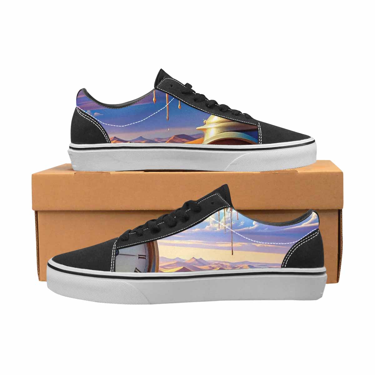 WOMEN'S Surrealist Desert Dreamscape Canvas Lace-Up Grunge Custom Sneakers