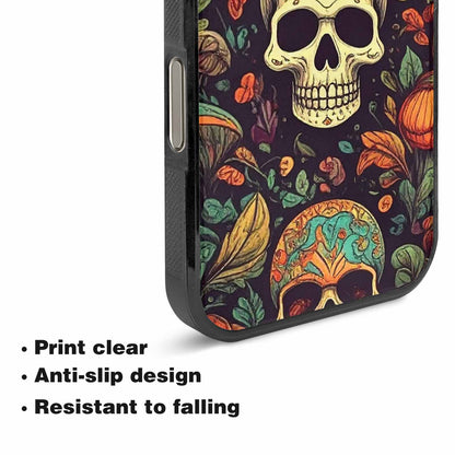 iPhone 16 Pro Max Case — Mushrooms And Skulls, Custom Art Phone Cover