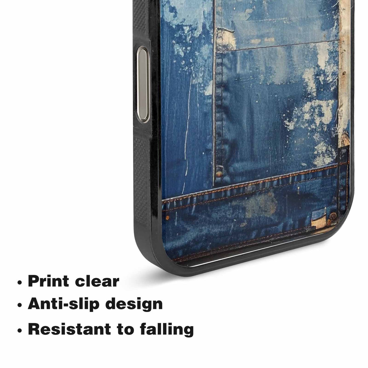 iPhone 15 Pro Max Case — Denim Distressed Textures Print Edge To, Unique Phone Case Design
