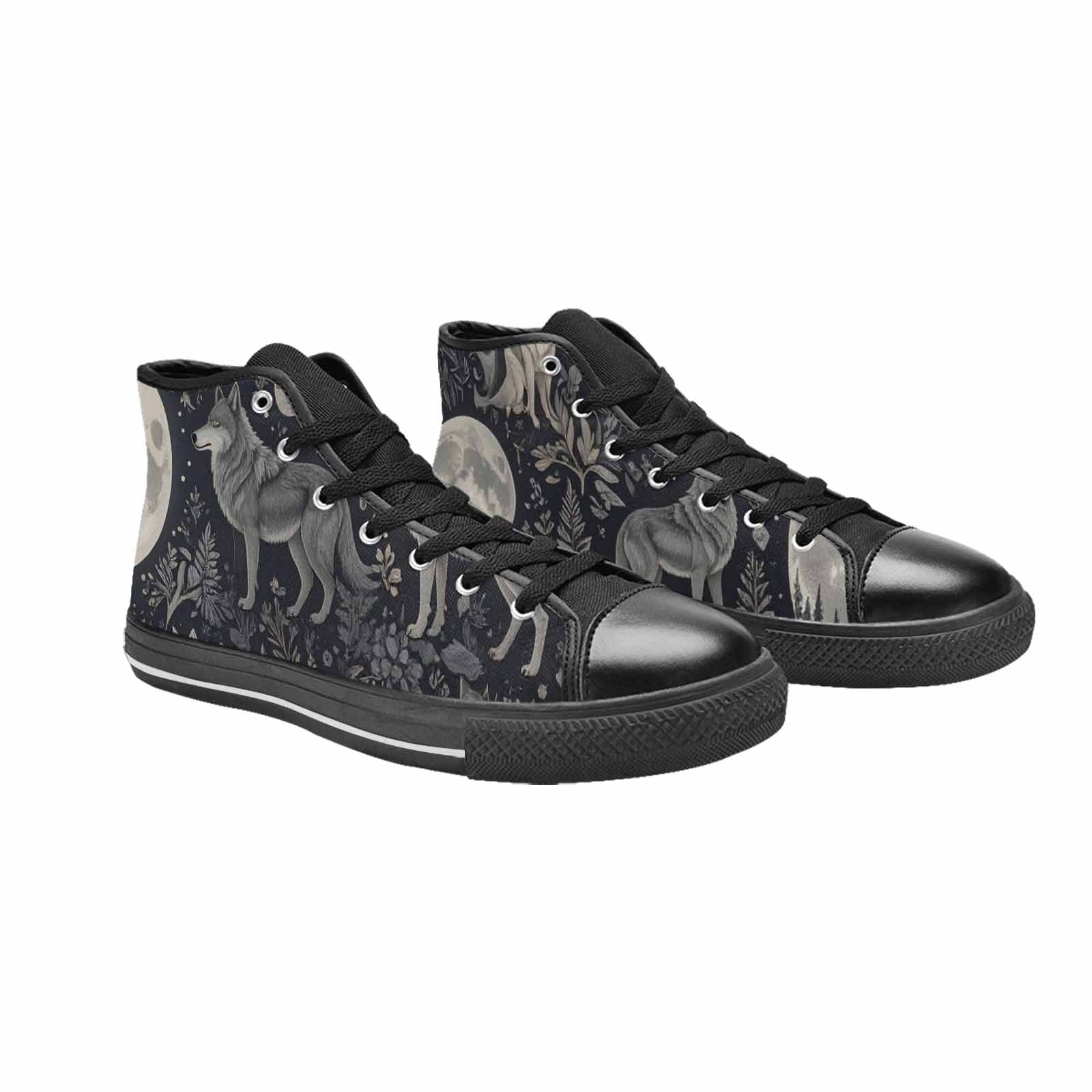 MEN'S Wolves Everywhere Collage High Top Canvas Dark Academia Shoes